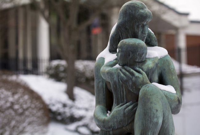 UC Campus Statues in Snow