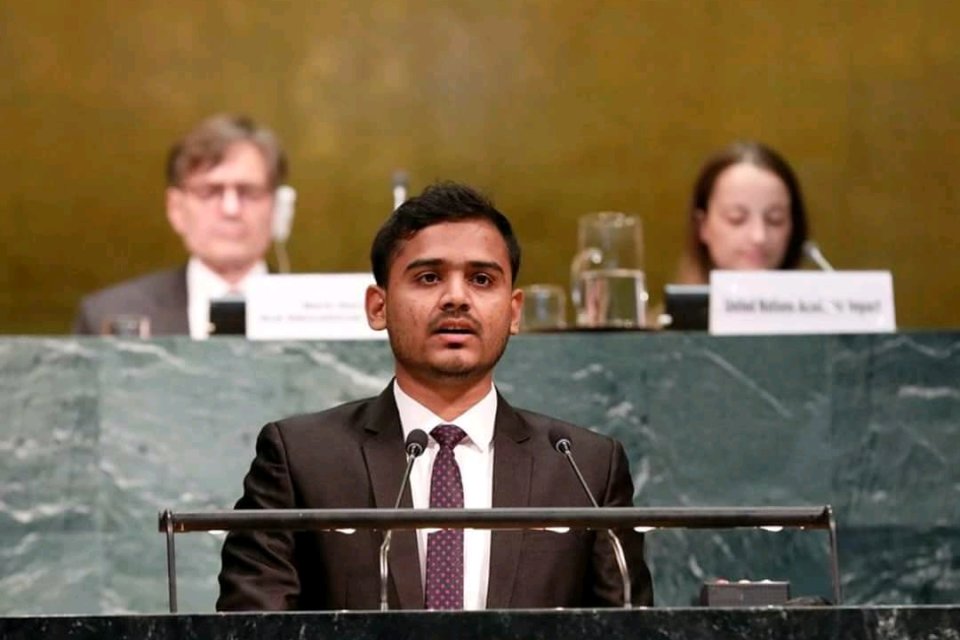 Ashham Saleel speaks in front of UN general Assembly